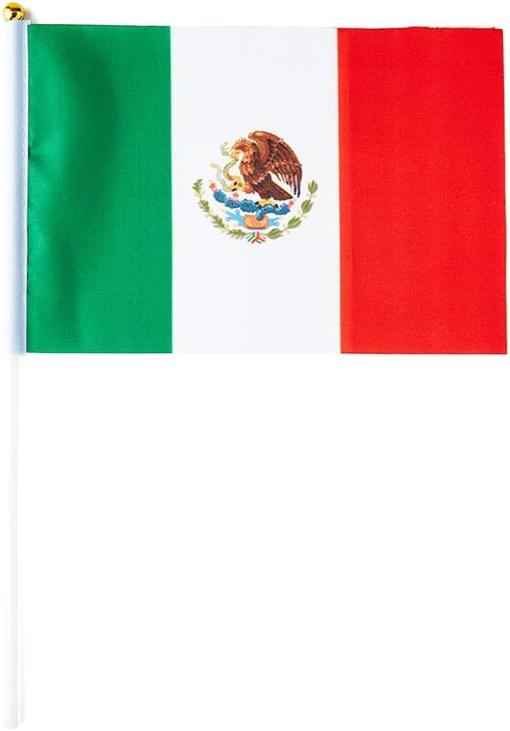 Mexico Flag Mexican Flag, Small Mini Handheld Mexico Flags on Stick, Ideal for Party Parades Sports Events Patriotic Festival Decorations