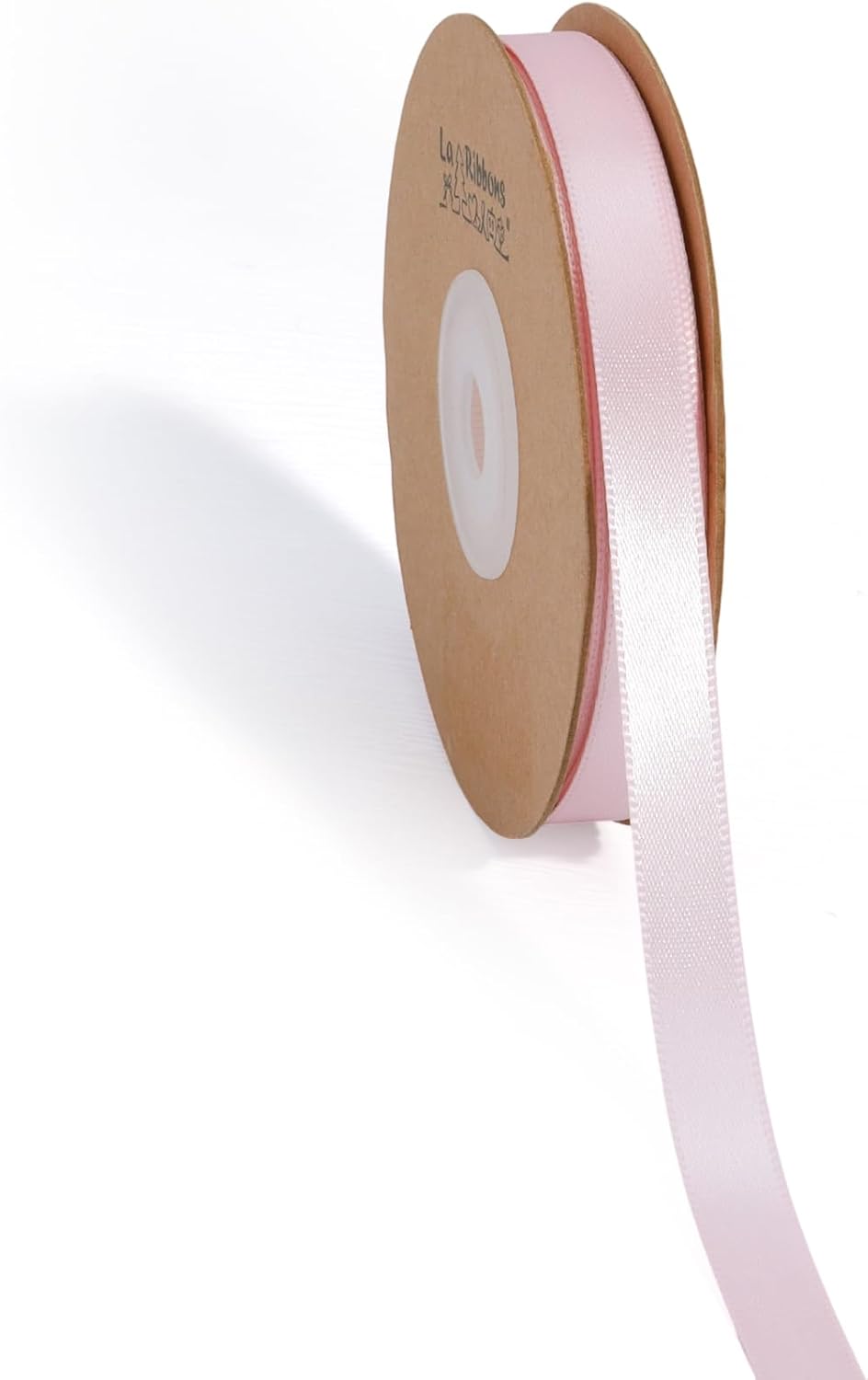 LaRibbons Light Pink Satin Ribbon 3/8 Inch 25 Yards Luxury Double Faced Pink Silk Ribbon for Gift Wrapping Flower Bouquet Crafts Wedding Party Babyshower Decoration