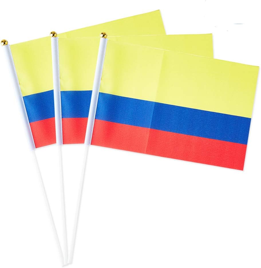 Colombia Flag Colombian Flag, Small Mini Handheld Colombia Flags on Stick, Ideal for Party Parades Sports Events Patriotic Festival Decorations