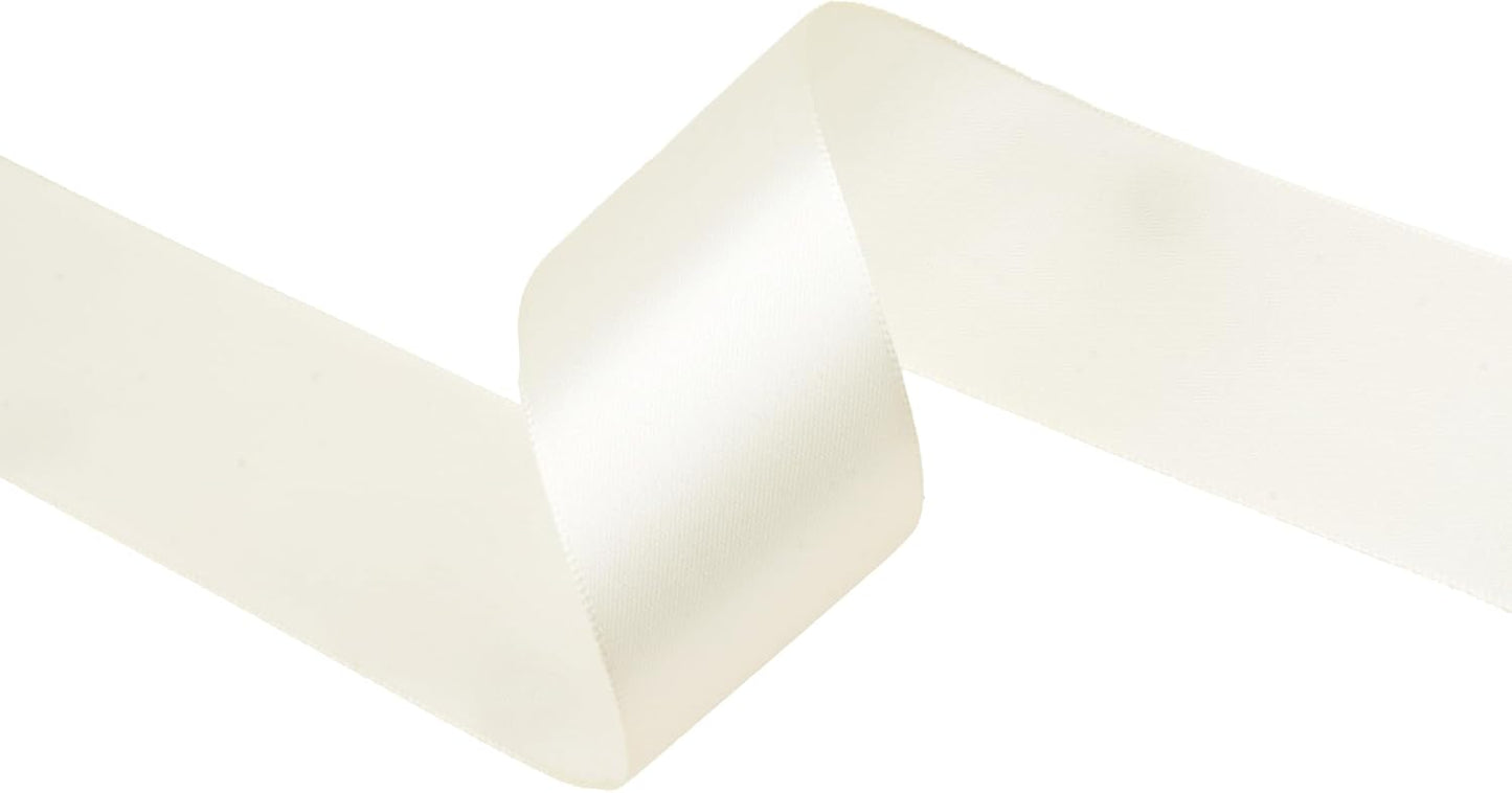 Beige Satin Ribbon 1-1/2 inch X Continuous 100 Yards, Single Face Polyester Ribbon Perfect for Gift Wrapping, Flower Bouquet, Wedding Decor, Crafts, Bow Making, Sewing and More