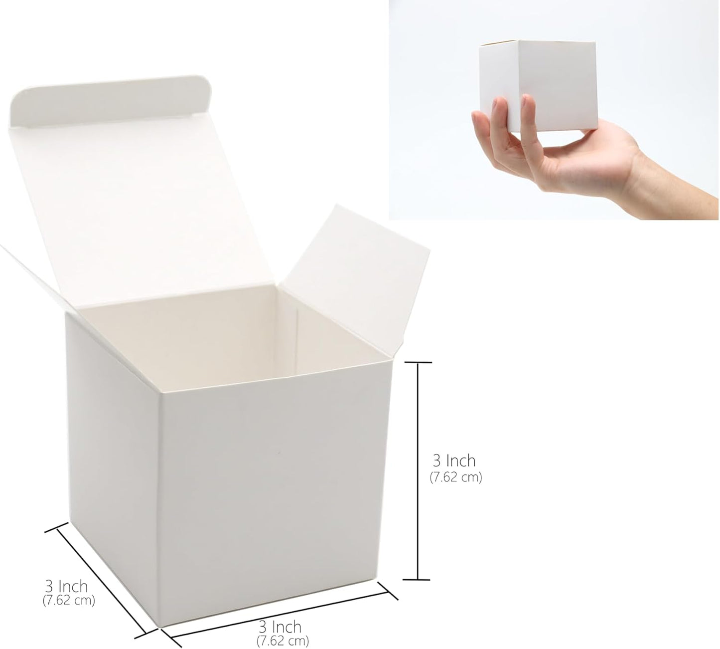 25 Pcs White Paper Gift Boxes, Small Candy Boxes Bulk, 3x3x3 inch Gift Box with Lids, Goodie Treat Boxes for Party Favors, Birthday Gifts, Wedding Gifts