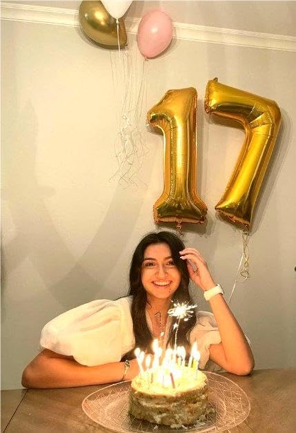 Digital Number 7 Gold Birthday Balloon 40 Inch, Foil Balloons for 7 17 27 70 77 Party Decorations Supplies, Mylar Numbers Balloon for Seven Wedding Anniversary