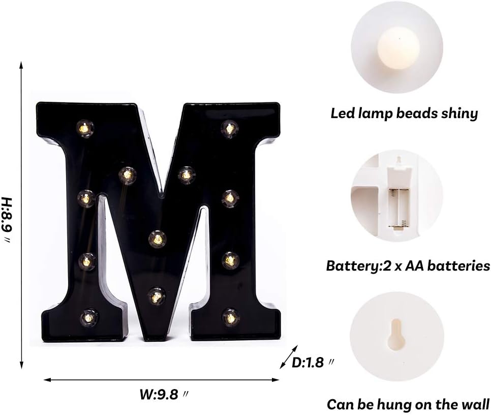 Foaky Black LED Marquee Number Lights Sign Light Up Marquee Number Lights Sign for Night Light Wedding Birthday Party Battery Powered Christmas Lamp Home Bar Decoration