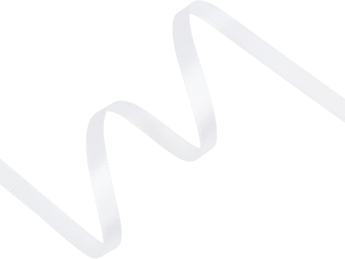 White Satin Ribbon 1/4 inch X Continuous 25 Yards, Single Face Polyester Ribbon Perfect for Gift Wrapping, Flower Bouquet, Wedding Decor, Crafts, Bow Making, Sewing and More