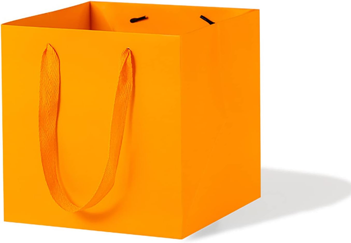Orange Square Kraft Paper Bags with Handles - Large Square Bottom Gift Box for Party Favor, Birthday Gift Bags (Orange, 10 x 10 x 10 in, 10 CT)