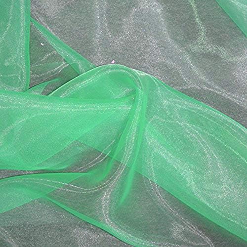 VDS Mint Organza Fabric, 30 Yards Continuous, 45” Wide, Wedding Party Decoration Iridescent Crystal Sheer Shiny Organza Tulle Bridal Dress DIY Crafts Costume Sewing Backdrop Arch Cloth
