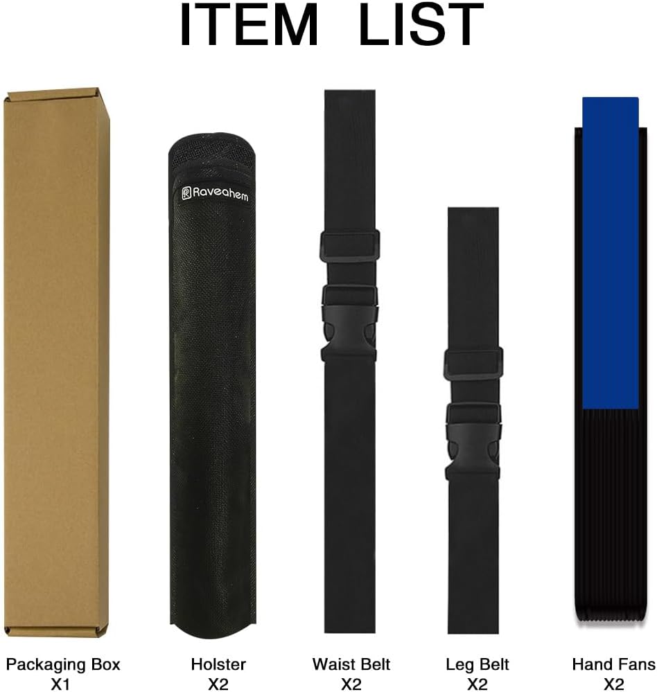 13" Large Folding Rave Fan with Holster, Clack Hand Fans Foldable for Line Dancing, Boots On The Ground Fan for Women Men Festival EDM Party Decoration, Blue 2 Pack