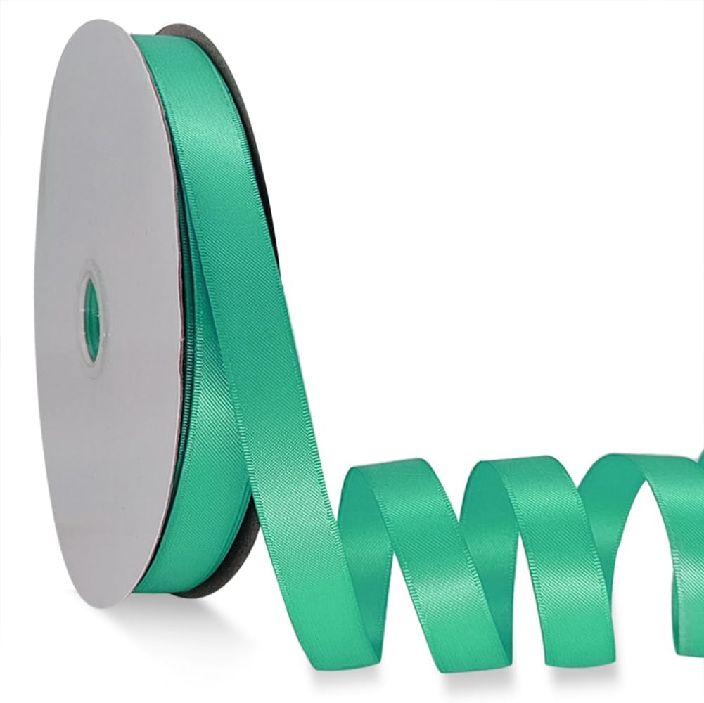 Aqua Satin Ribbon Double Faced Satin 1/2 inch x 55 Yards Polyester Ribbon for Gift Wrapping Crafts Wedding Decoration Bows Ornaments Party Bouquet Floral Arrangement