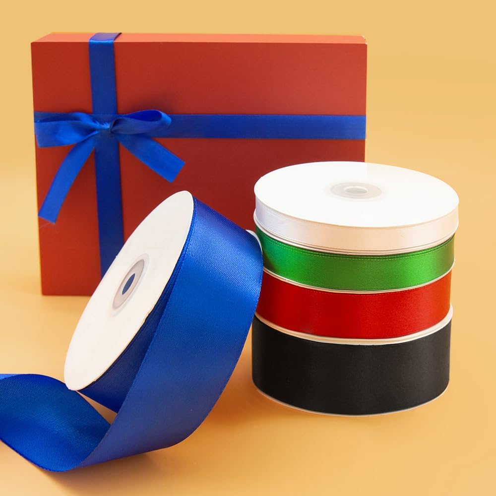 5/8" x 50 Yards Satin Ribbon - White Silk Ribbon with Spool - Ideal for Gift Wrapping, Floral Bouquets, Crafts, Wedding Party Decorations, Christmas and Sewing Projects