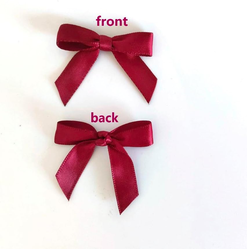 50pcs 1-1/2" Burgundy Satin Ribbon Bows Without Twist Ties Giant Bows for Christmas Holiday Gift Packing&Wrapping (Burgundy)