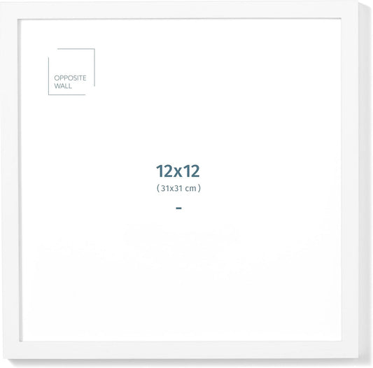 Opposite Wall - 12x12 in - White Solid Oak Wood Picture Frame - Lightweight, Versatile & Shatterproof - Wall Hanging Poster or Photo Frame - Wall Decor for Office, Gallery & Home