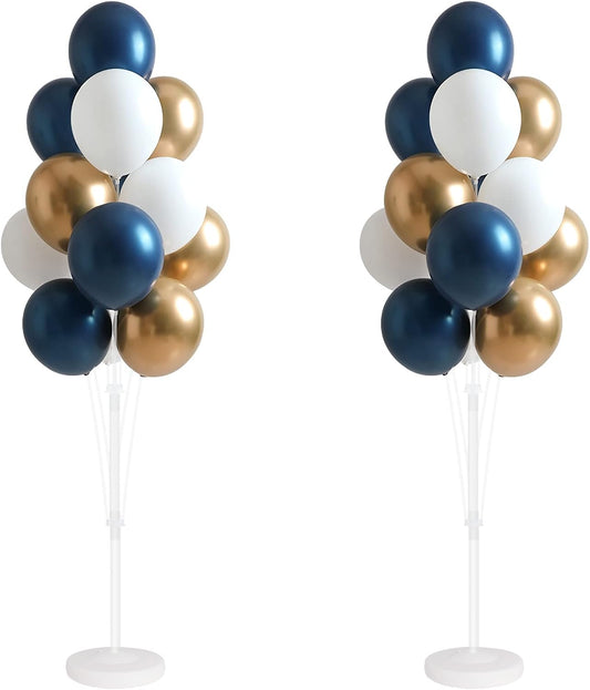 Balloon Column Kit for Floor- Set of 2,Balloon Columns with Stand, Base and Pole,Balloon Tower Backdrop Decoration for Wedding, Baby Shower, Birthday Party, or Bachelorette Parties (BLUE GOLD)
