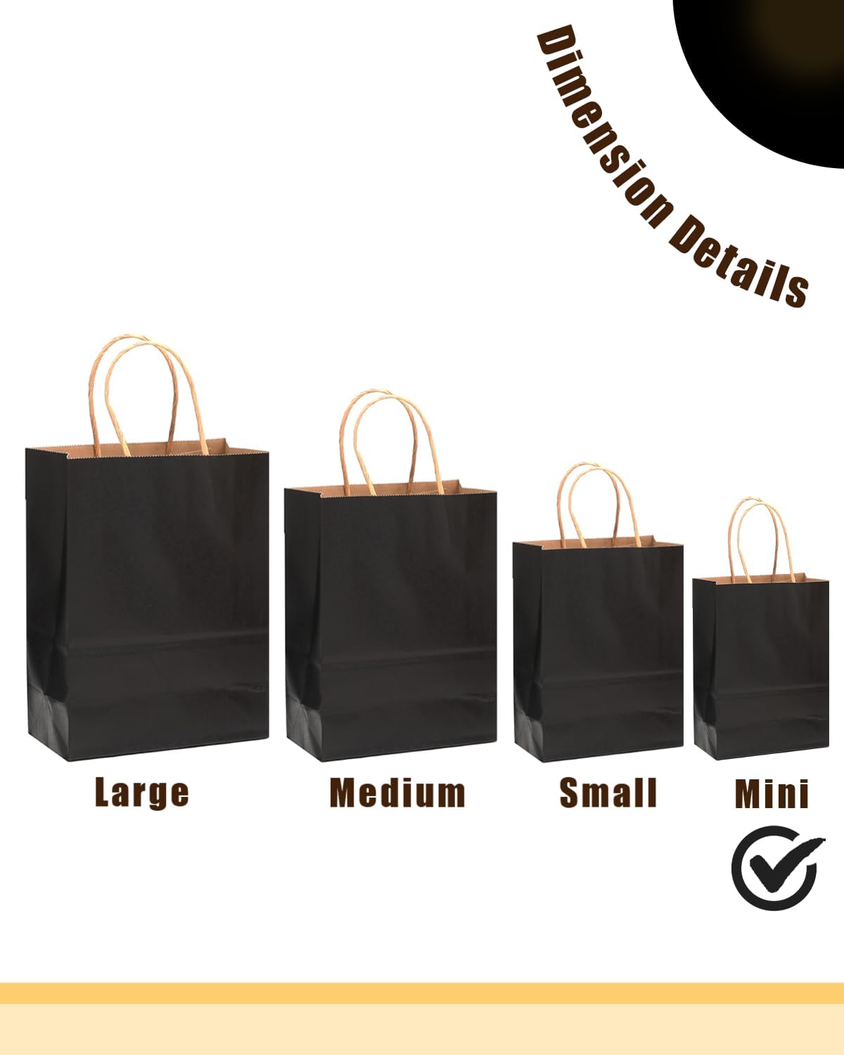 qiqee 25 Pcs Black Mini Paper Gift Bags 6"x4.5"x2.5" with Handles Small Brown Kraft Party Favor Treat Bags Multiple Uses (Mini size)