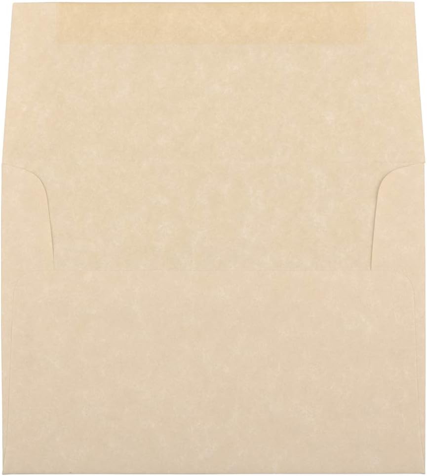 JAM PAPER A2 Parchment Invitation Envelopes - 4 3/8 x 5 3/4 - Brown Recycled - 50/Pack