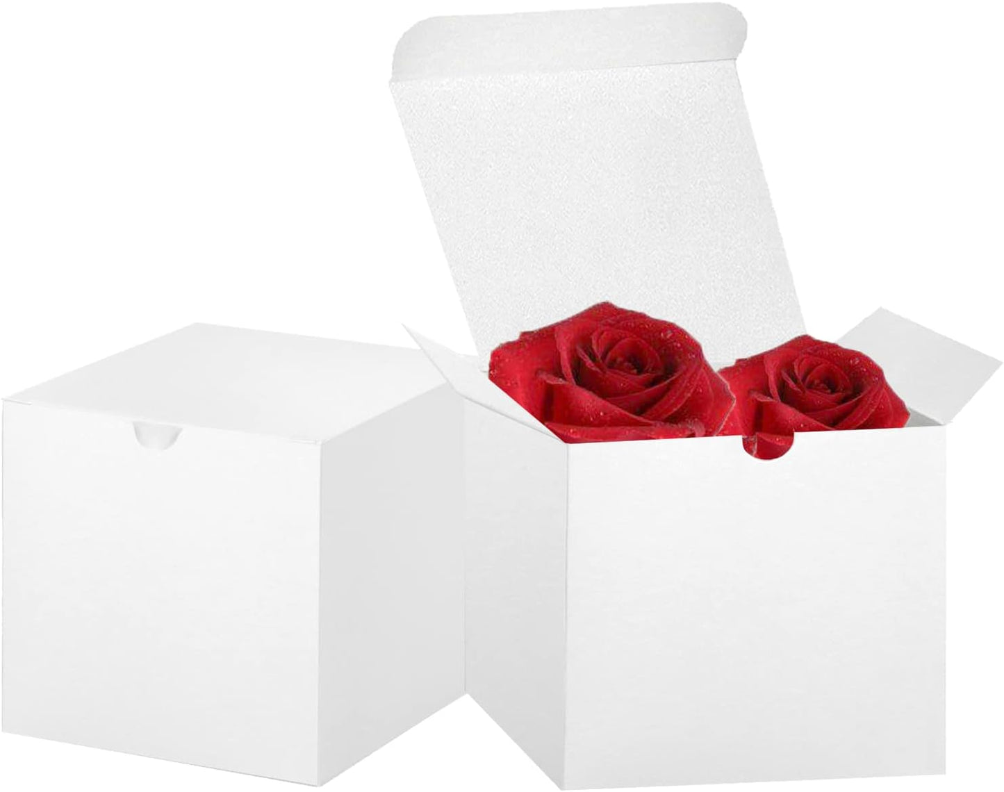 Bonfasvo Gift Boxes 30 Pack 4x4x4 inches White Fold Kraft Paper Boxes Bridesmaids Proposal Box Cupcake Boxes Easy Assemble Boxes with Lids for Wedding Birthday Party Christmas