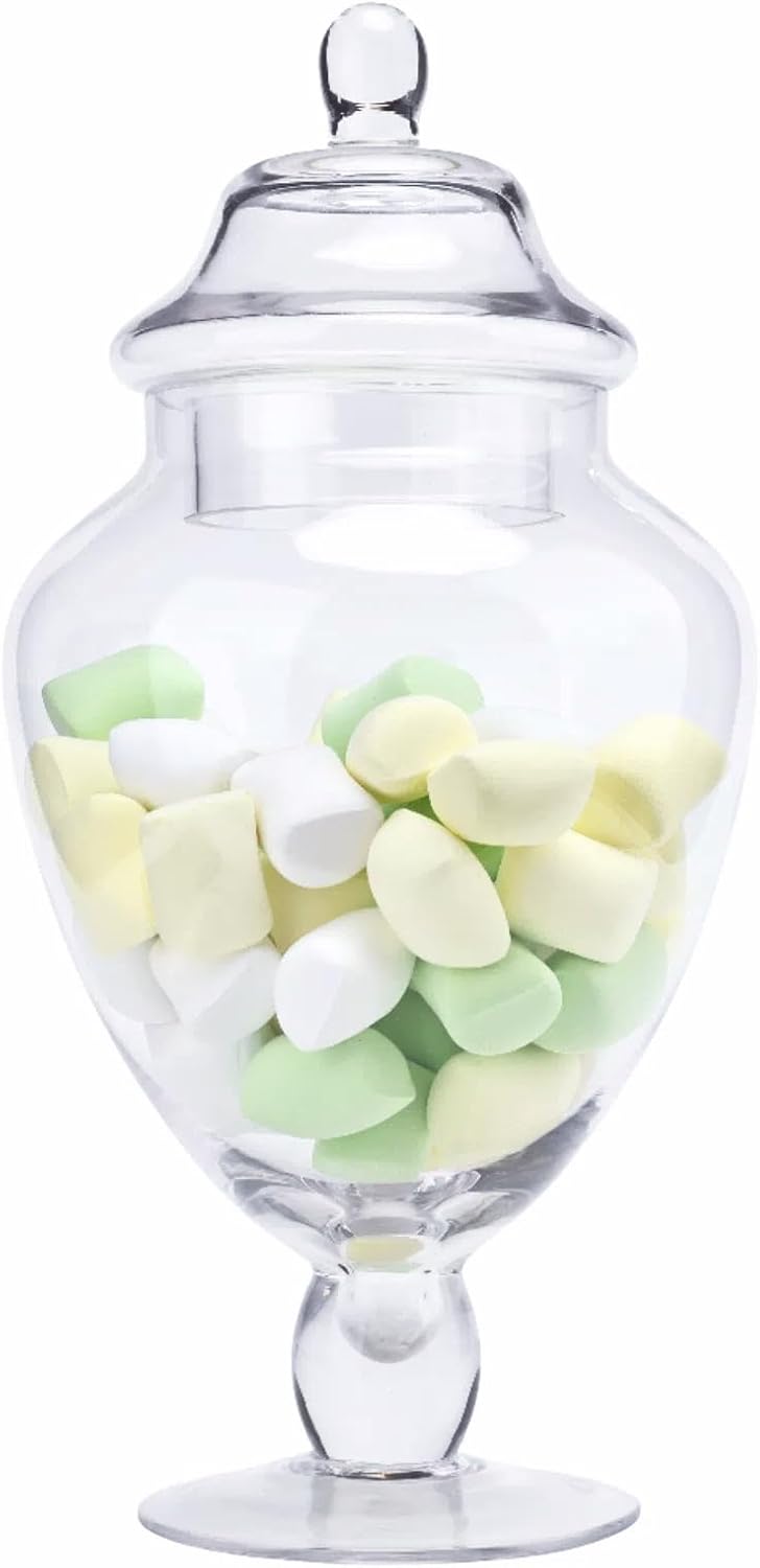 Glass Apothecary Jars with Lid, Clear Glass Candy Jar for Candy Buffet, Decorative Glass Jar for Party, Wedding and Home Decor, Classic Glass Candy Canister (Height: 12.6", Diameter: 6.5")