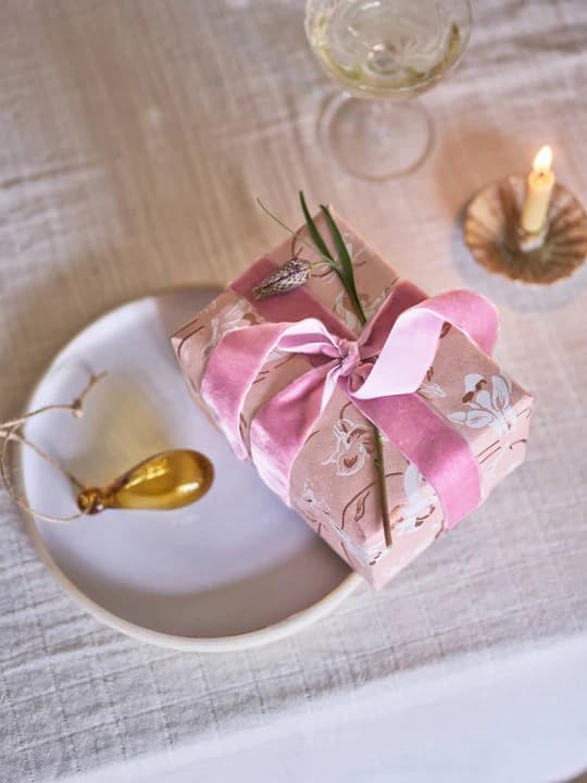 Pink Christmas Velvet Ribbon for Tree, Gift Wrapping, Flower Bouquet, Wreath Decorations, Bow Making 1'', 25 Yards