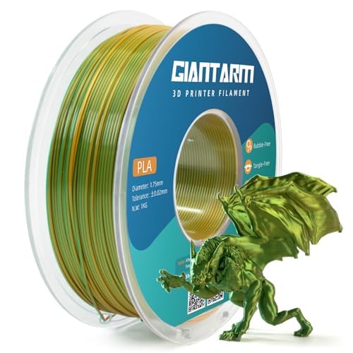 GIANTARM Dual Color PLA Filament, Silk PLA Filament 1.75mm +/-0.02mm,1KG Spool(2.2lbs) Vacuum Packaging, 3D Printing Filaments Fit Most FDM Printer