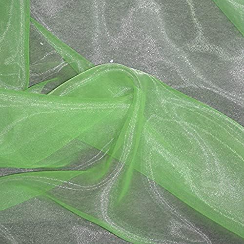 VDS Apple Green Organza Fabric, 45 Yards Continuous, 45” Wide, Wedding Party Decoration Iridescent Crystal Sheer Shiny Organza Tulle Bridal Dress DIY Crafts Costume Sewing Backdrop Arch Cloth