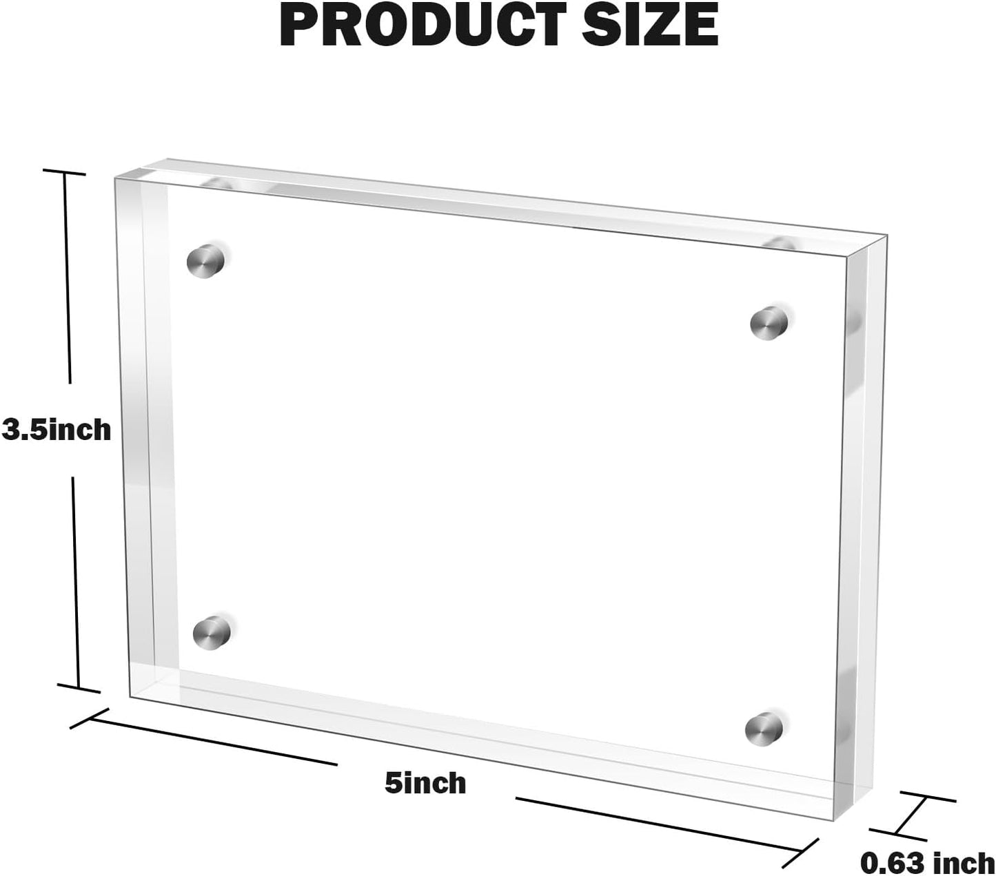 3.5x5 Inches Acrylic Picture Frame(3 Pack)，Clear Magnetic Picture Frame for Wedding，Double Sided Frameless Photo Frame for Desktop Free Standing， Display Stand Photo Frame