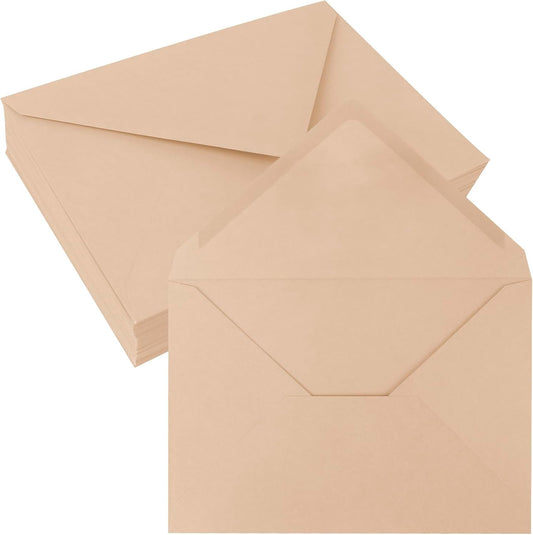 50 Pack 5x7 Envelopes Letter Size, Brown A7 Envelopes Self Seal for Wedding Invitation, Envelope 5.4x7.6 for Greeting Cards, Photos, Baby Shower, Graduation, Thank You Cards, Announcements