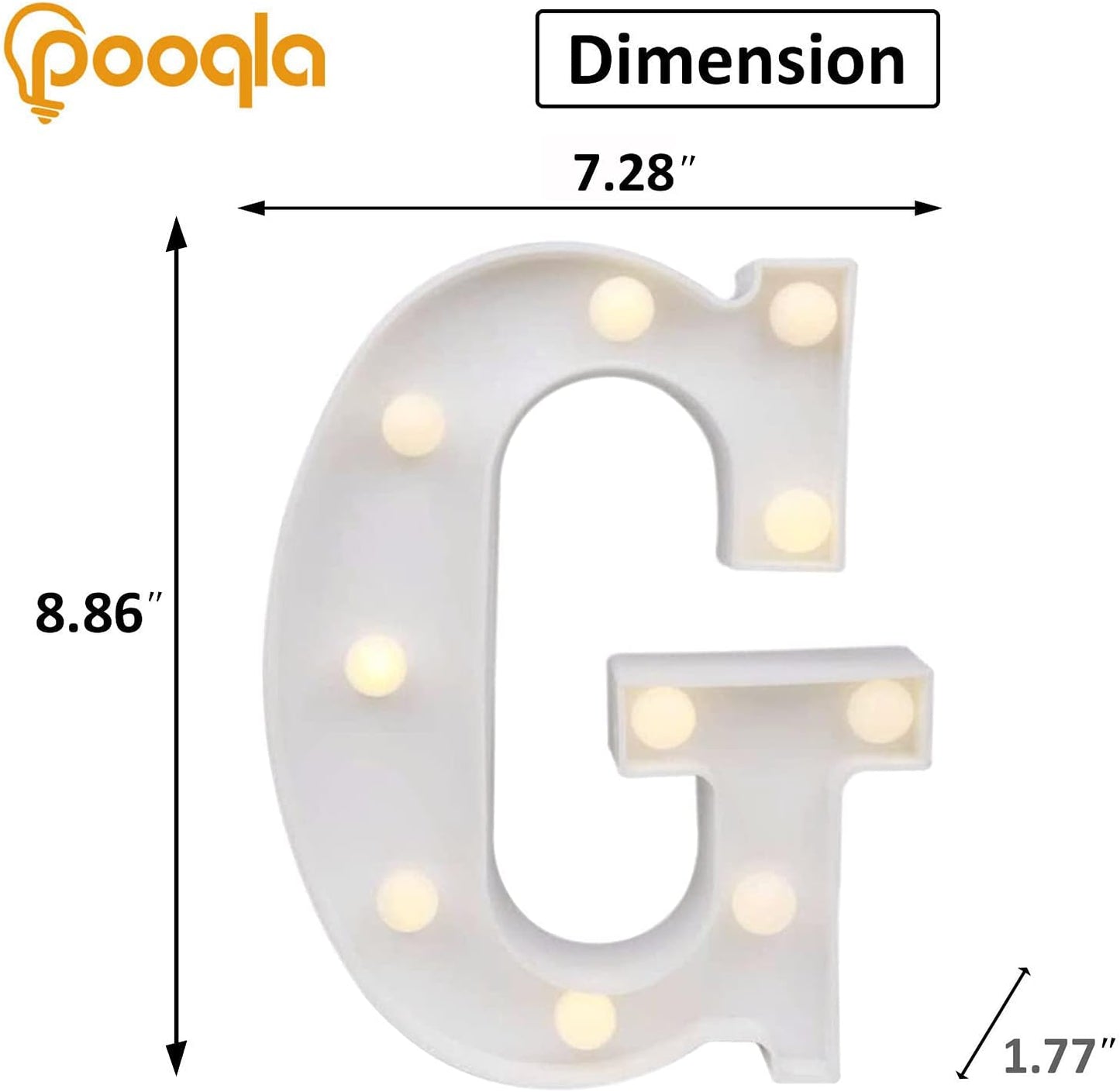 Pooqla LED Marquee Letter Lights Sign, Light Up Alphabet Letter for Home Party Wedding Decoration G