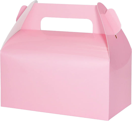 UnicoPak 30 Pack Pink Gable Treat Boxes, Party Favor Boxes, Candy Gift Boxes for Snacks, Candy, Toys, Birthday Party, Wedding, Halloween, Christmas – 6.5x3.5x3.5 Inches