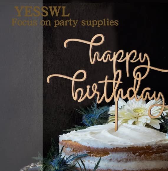Happy Birthday Cake Topper - High-end Basswood Craft Durable Multifunctional Cake Topper, Wooden Textured Cake Decoration for Birthday Party Decoration,the Best Souvenirs for Family and Friends.