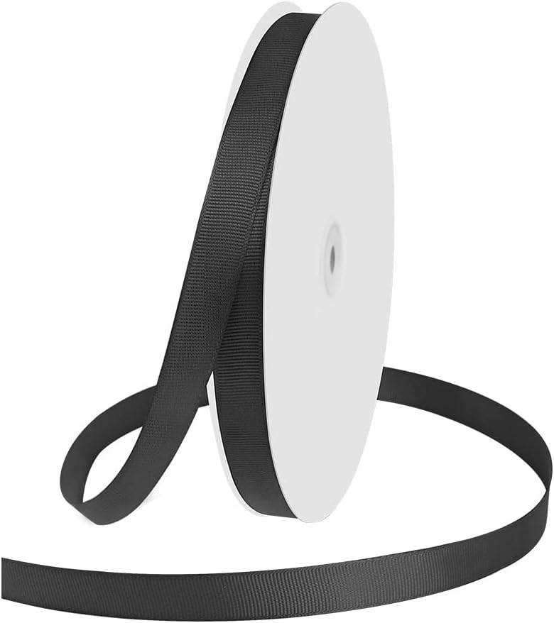 5/8" X 100 Yards Black Grosgrain Ribbon, Premium Grosgrain Ribbon for Sewing, Gift Wrapping, Bow Making, Wedding Decor, Wrapping and More (Black)
