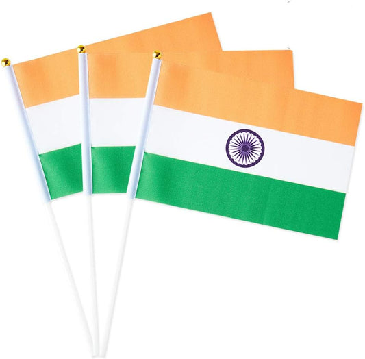 India Flag Indian Flag, Small Mini Handheld India Flags on Stick, Ideal for Party Parades Sports Events Patriotic Festival Decorations