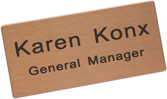 Custom Engraved Name Tag Badge for Business Personalized Metal Identification with Pin or Magnetic Backing Stainless Steel ID Badge (Rose Gold/Black, 1.5" x 3")