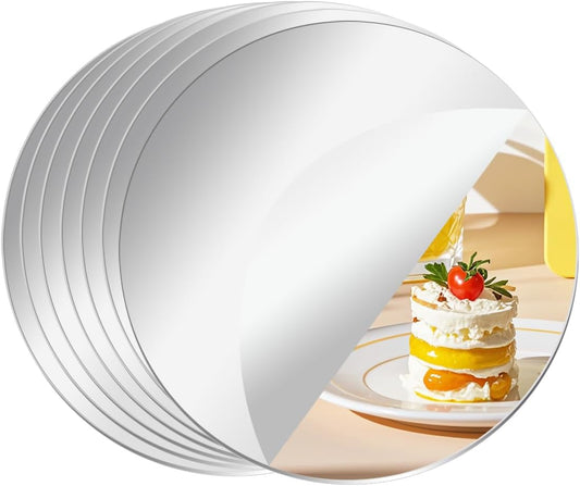 Small 6" Round Mirrors for Centerpieces, 12pcs Circle Mirror Centerpieces for Tables, Mirror Tiles for Wall Table Wedding Centerpieces Mirror Plates for Candle Decorations DIY Craft