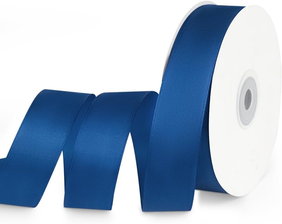 1" x 50 Yards Satin Ribbon - Navy Blue Silk Ribbon with Spool - Ideal for Gift Wrapping, Floral Bouquets, Crafts, Wedding Party Decorations, Christmas and Sewing Projects