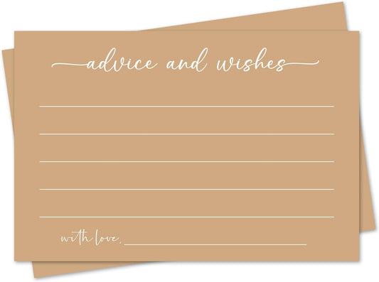 Brown Advice and Wishes Card, Advice Cards for The Bride and Groom, Bridal Shower,Wedding or Baby Shower, Birthday, Graduation, Retirement, Guestbook - 25 Cards -05