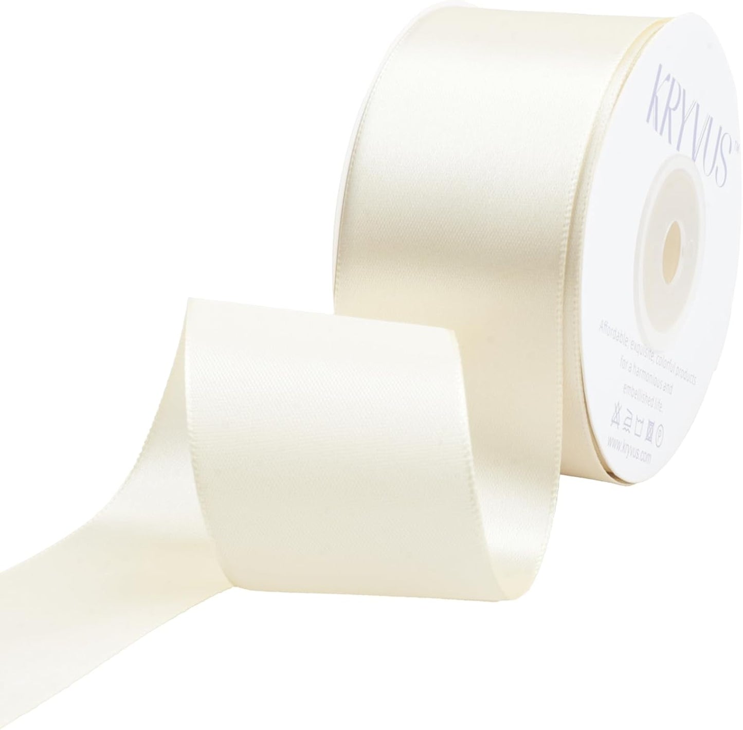 Beige Satin Ribbon 1-1/2 inch X Continuous 25 Yards, Single Face Polyester Ribbon Perfect for Gift Wrapping, Flower Bouquet, Wedding Decor, Crafts, Bow Making, Sewing and More