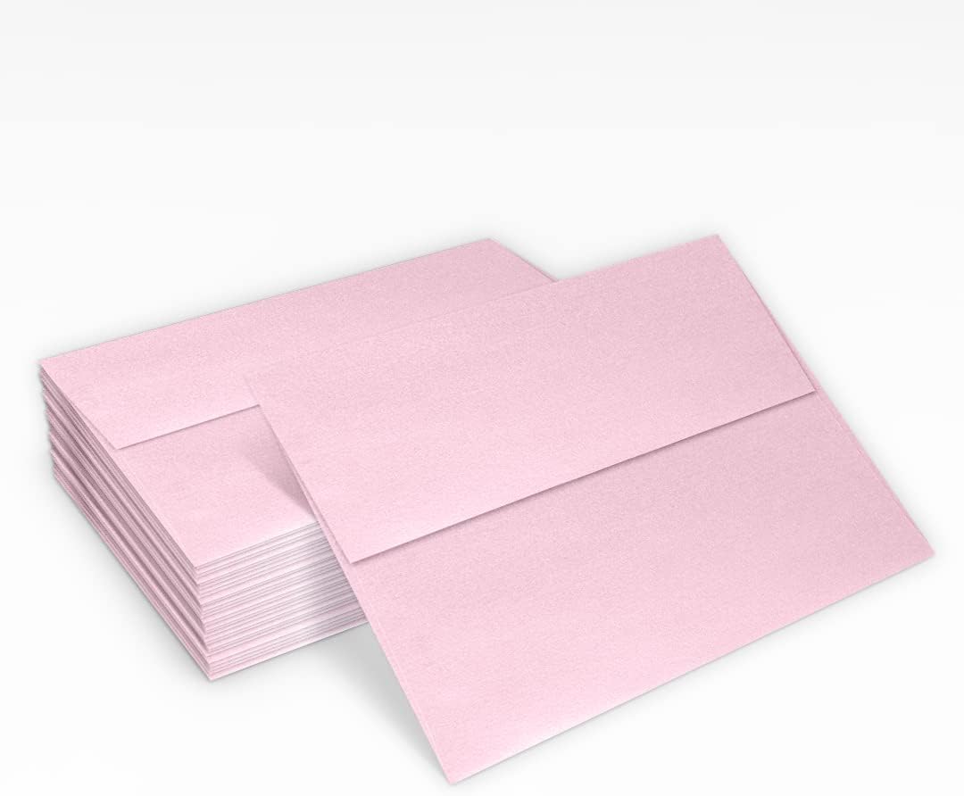LUXPaper A7 Invitation Envelopes | Peel & Press | 5 1/4" x 7 1/4" | Rose Quartz Metallic | 80lb. Text | 1,000 Qty