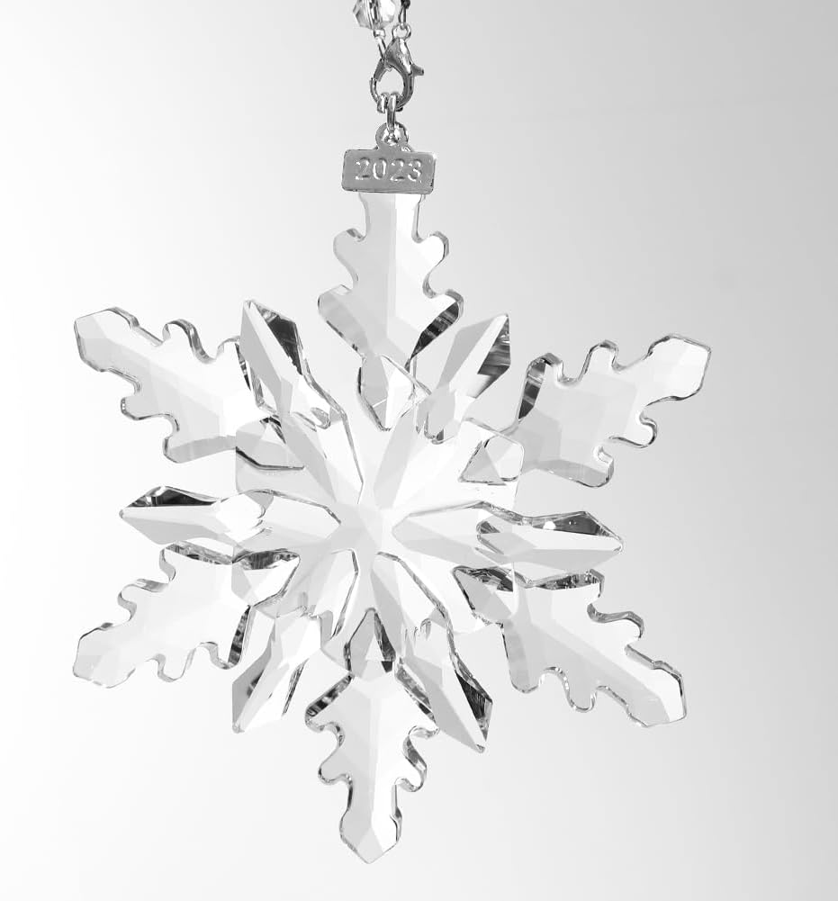 2024 Christmas Ornaments Crystal Snowflake Ornaments Annual Edition Christmas Tree Ornament Home Gifts (2024-Transparent)
