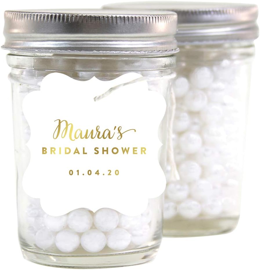 Andaz Press Personalized Fancy Frame Square Wedding Gift Tags, Metallic Gold Ink, Bridal Shower, 24-Pack, Custom Made Any Name, Not Gold Foil