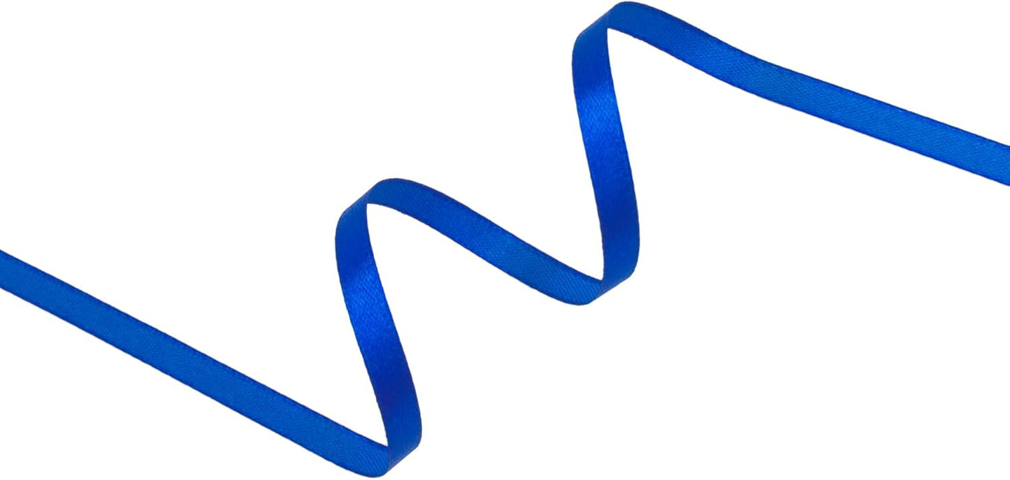 Dark Royal Blue Satin Ribbon 1/4 inch X Continuous 25 Yards, Single Face Polyester Ribbon Perfect for Gift Wrapping, Flower Bouquet, Wedding Decor, Crafts, Bow Making, Sewing and More