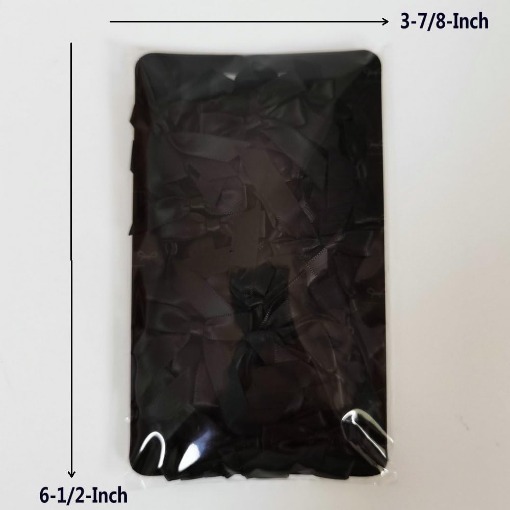 50pcs 1-1/2" Mini Black Satin Ribbon Bows Without Twist Ties for Crafts Gift Wrapping Packing Christmas Decoration (Black)