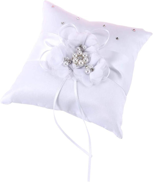 Decorative Pillows Pearl Ring Ring Pillow Wedding Ring Bearer Pillow Set 20x20cm Ring Pillow for Wedding Party Ceremony Decorative Throw Pillows Ring Bearer Pillows