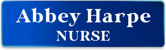 Magnetic Name Tags Personalized - Metal Engravable Name Badges with Pin or Strong Magnetic Backing for Teachers, Kids, Business, 1x3 Inch (Blue, Design 1)