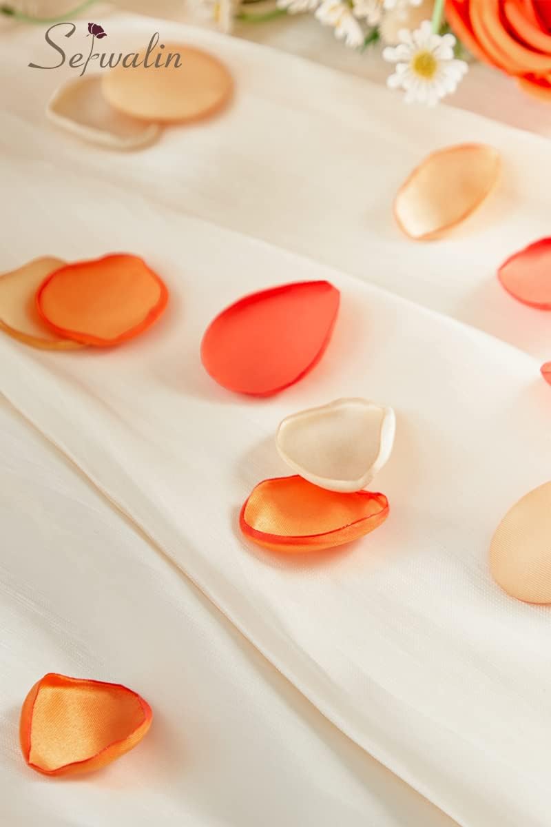 Serwalin 300Pcs Silk Rose Petals Flower Petals for Weddings Proposal Orange Petals Artificial Flower Petals for Aisle Basket Bridal Shower Table Decor (4 Color Mixes)