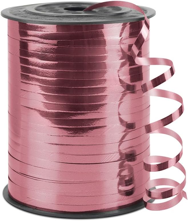 Pink Curling Ribbon, 1/5" Wide x 500 Yards Christmas Curling Ribbons for Gift Wrapping, Party Decoration, Balloon String, Hair, Ribbons for Florist Flower (1 Roll)