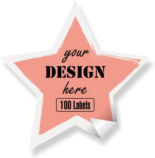 Custom Personalized Labels - Any Design Image Logo Text, Thank You Stickers for Business, 100 Labels (Star, 5.5"x5.5")