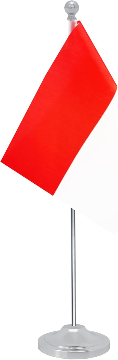 Indonesia Desk Flag, Indonesian Table Office Flag with Metal Pole and Stand Base, International Country Flags, Festival Event Celebration, Classroom Meeting Desktop Decor (Indonesia)