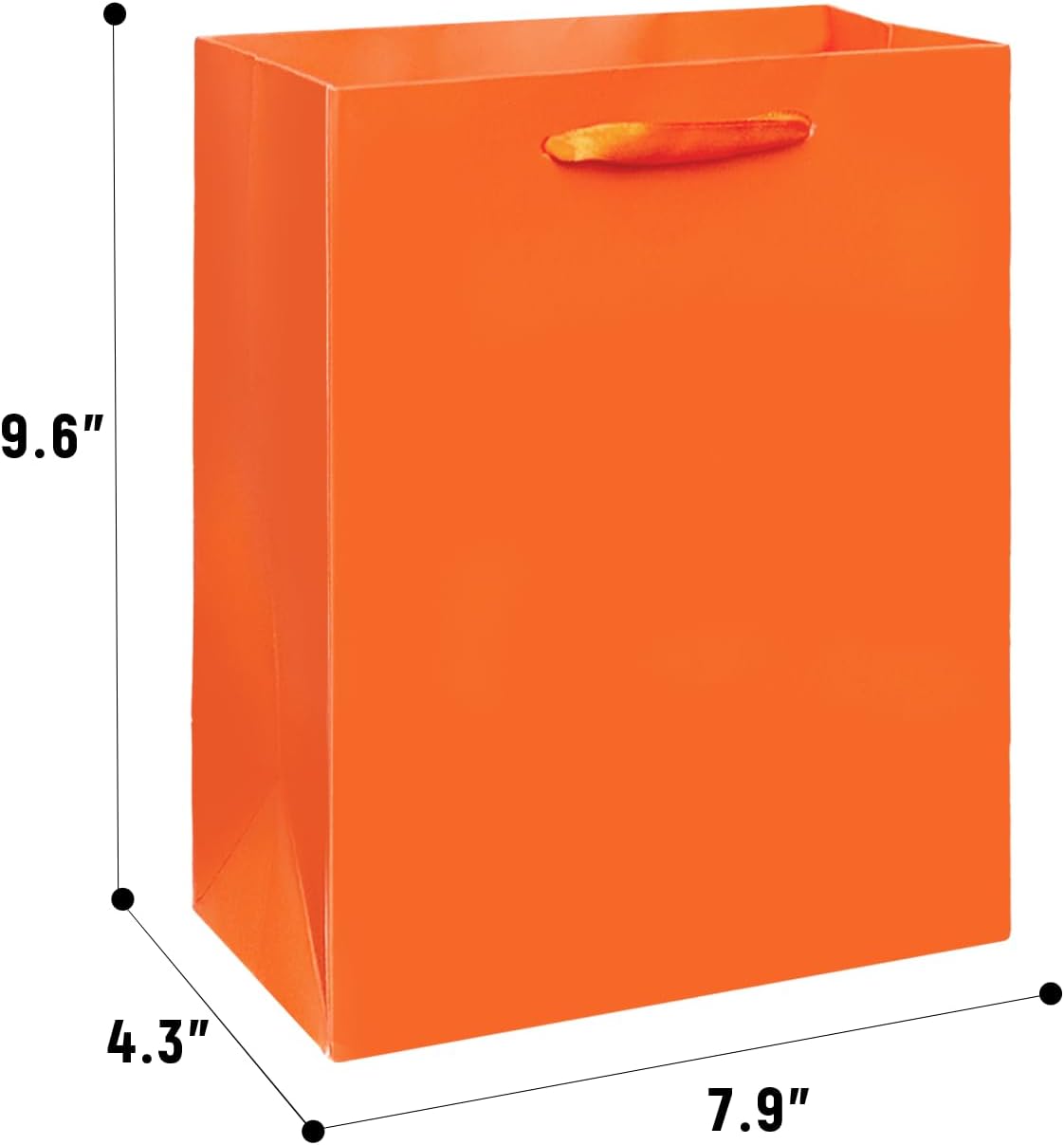 Gcardist Bright Orange Gift Bags with Tissue Paper for Wedding, Birthday, Party Supplies-7.9"x4.3"x9.6" Medium Size Cardboard Gift Bags（5pcs Bags +10pcs Tissue Paper ）