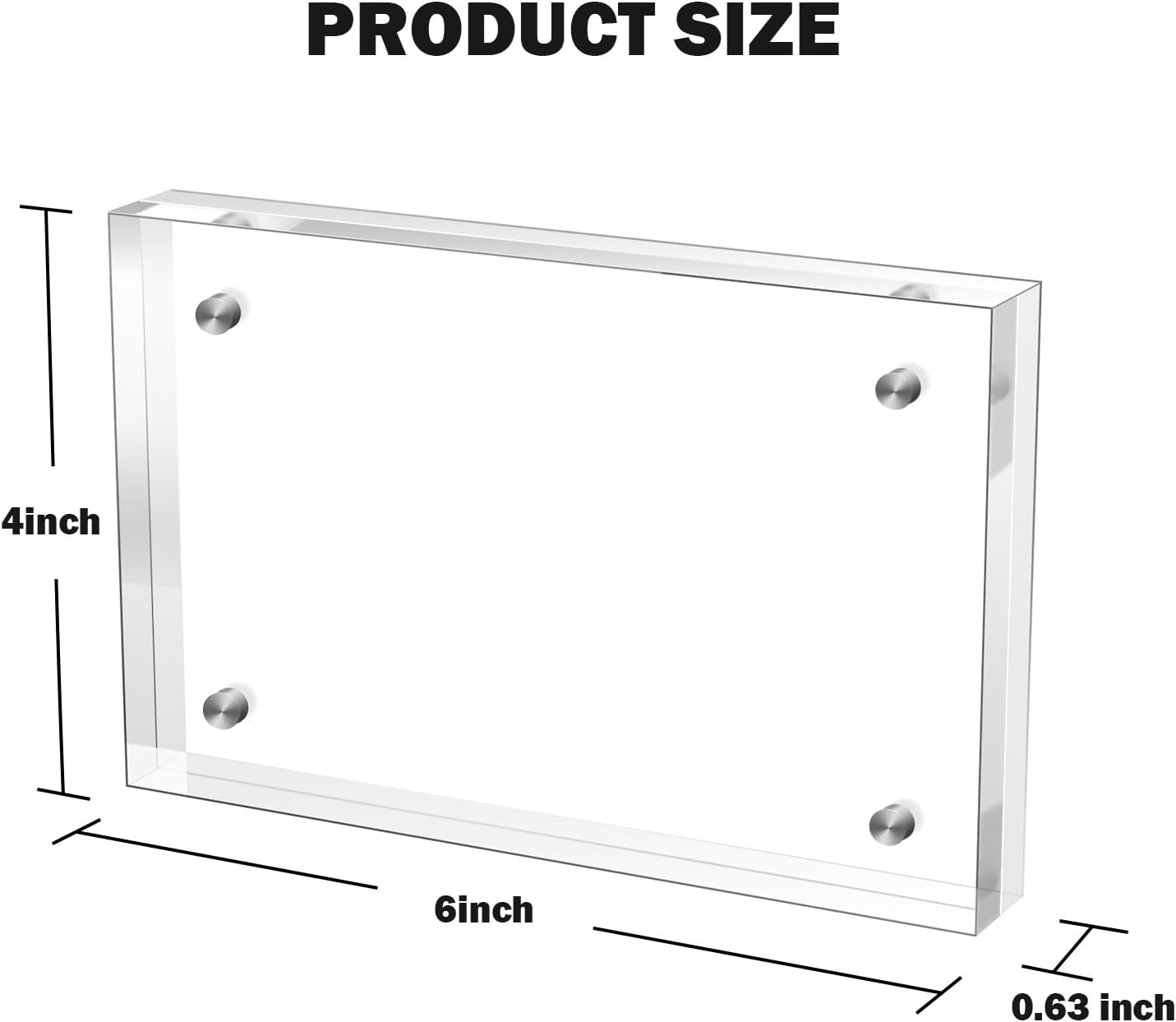 4×6 Inches Acrylic Picture Frame，Clear Magnetic Picture Frame for Wedding，Double Sided Frameless Photo Frame for Desktop Free Standing， Display Stand Picture Frames