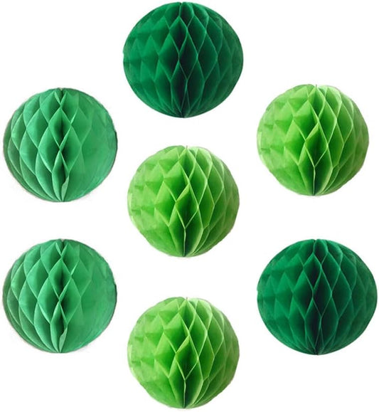 8pcs 10 inch Paper Honeycomb Balls Decorative Tissue Honeycomb Balls Paper Pom Poms Flower Balls Art Hanging Balls for Birthday Wedding Nursery Baby Shower Home Decor (10inch, Green Pack)