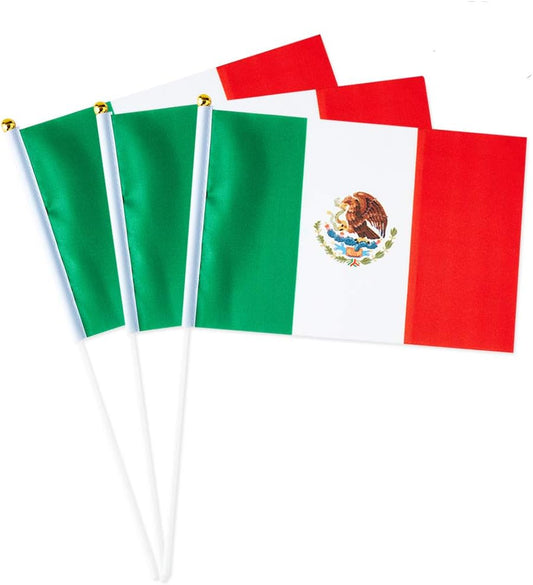 Mexico Flag Mexican Flag, Small Mini Handheld Mexico Flags on Stick, Ideal for Party Parades Sports Events Patriotic Festival Decorations